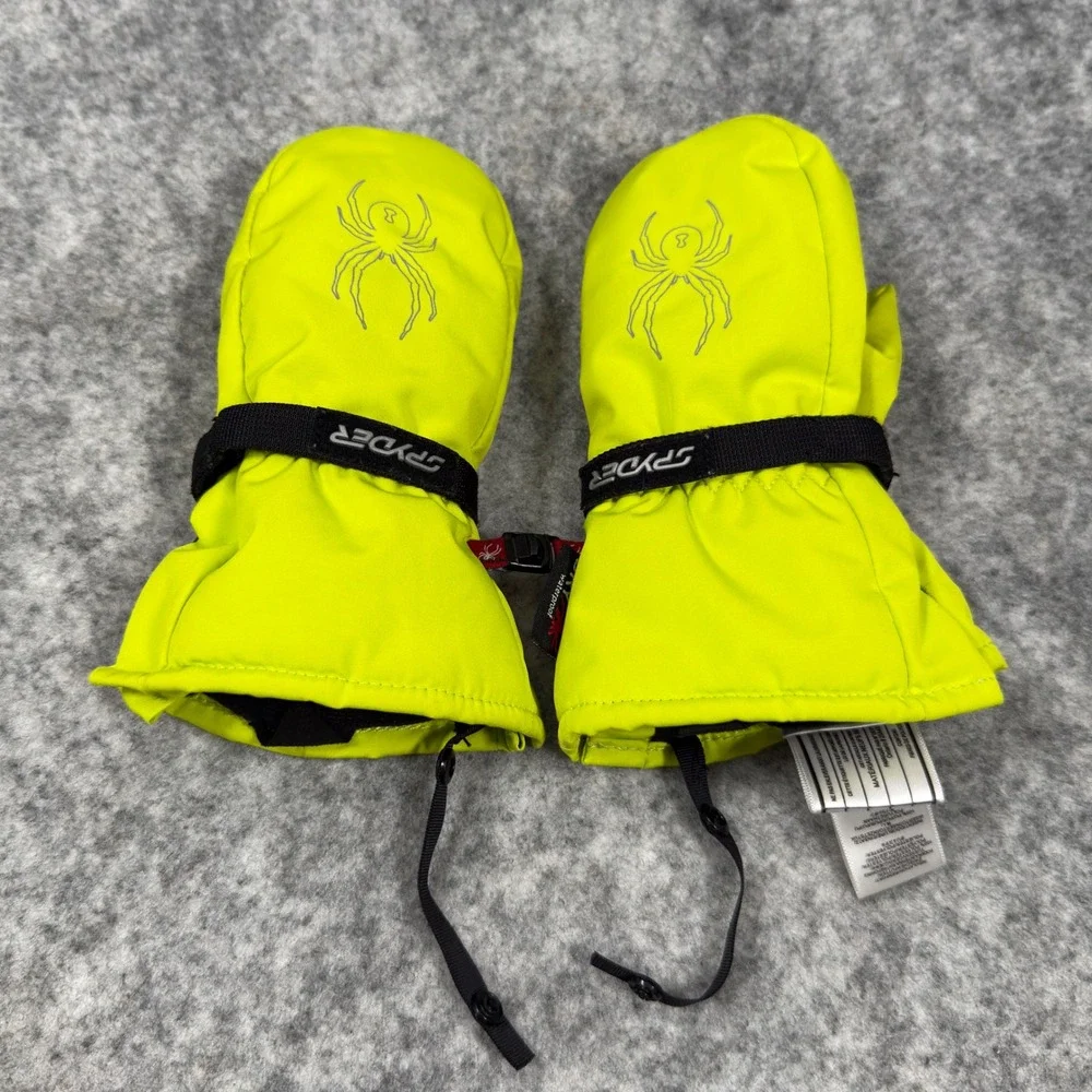 Spyder Dry Waterproof Mittens Neon Yellow Lime Green Size XL Kids Ski Snow